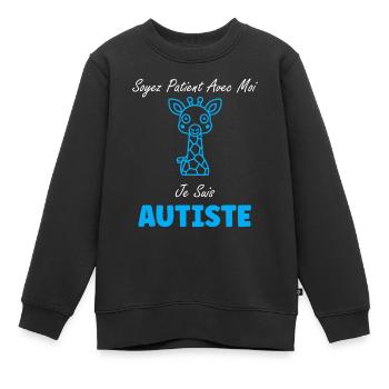 sensibilisation à l'autisme autiste - Sweat Premium enfant bio - noir - Devant - AI Model Kid Female (0cm)