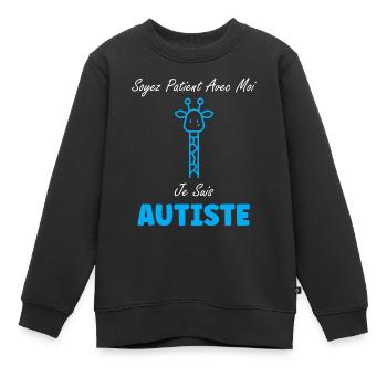 sensibilisation à l'autisme autiste - Sweat Premium enfant bio - noir - Devant - AI Model Kid Female (0cm)