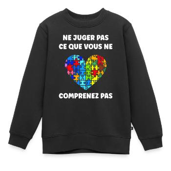 sensibilisation a l'autisme autiste - Sweat Premium enfant bio - noir - Devant - AI Model Kid Female (0cm)