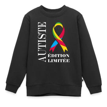 sensibilisation a l'autisme autiste - Sweat Premium enfant bio - noir - Devant - AI Model Kid Female (0cm)