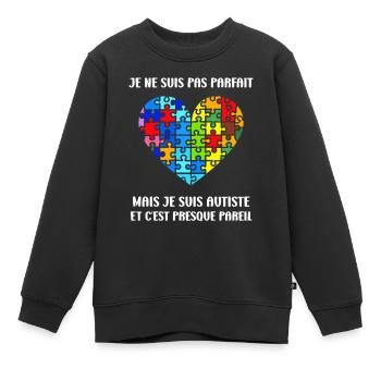 sensibilisation a l'autisme autiste - Sweat Premium enfant bio - noir - Devant - AI Model Kid Female (0cm)