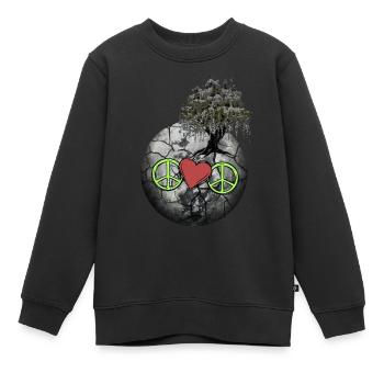 Planet Peace Herz Natur Weltfrieden Klima - Kinder Premium Organic Sweatshirt - Schwarz - Vorne - AI Model Kid Female (0cm)