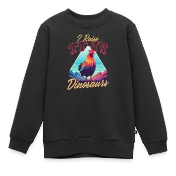 Hühnerzüchter züchtet winzige Dinosaurier - Kinder Premium Organic Sweatshirt - Schwarz - Vorne - AI Model Kid Female (0cm)
