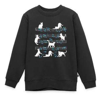 Katzen Spielen Mit Musiknotizkatze - Kinder Premium Organic Sweatshirt - Schwarz - Vorne - AI Model Kid Female (0cm)