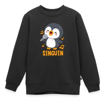 Singender Pinguin: Singuin - Kinder Premium Organic Sweatshirt - Schwarz - Vorne - AI Model Kid Female (0cm)