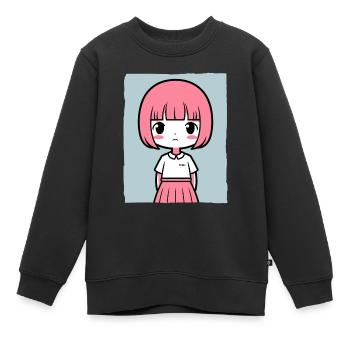 Einfach ein einfaches Mädchen - Kinder Premium Organic Sweatshirt - Schwarz - Vorne - AI Model Kid Female (0cm)