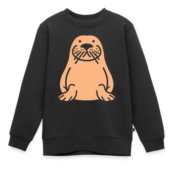 Walross - Kinder Premium Organic Sweatshirt - Schwarz - Vorne - AI Model Kid Female (0cm)