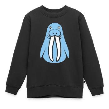 Walross - Kinder Premium Organic Sweatshirt - Schwarz - Vorne - AI Model Kid Female (0cm)
