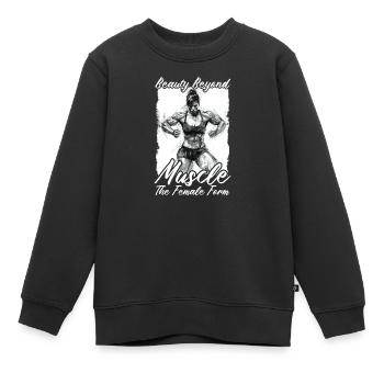 Weibliche Bodybuilderin Schönheit jenseits der Muskeln - Kinder Premium Organic Sweatshirt - Schwarz - Vorne - AI Model Kid Female (0cm)