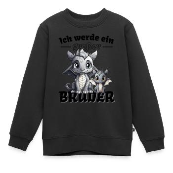 Annonce de la prochaine génération | Je vais être un grand frère en 2025 - Sweat Premium enfant bio - noir - Devant - AI Model Kid Female (0cm)