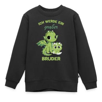 Annonce de la prochaine génération | Je vais être un grand frère en 2025 - Sweat Premium enfant bio - noir - Devant - AI Model Kid Female (0cm)