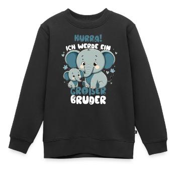 Annonce de la prochaine génération | Je vais être un grand frère en 2025 - Sweat Premium enfant bio - noir - Devant - AI Model Kid Female (0cm)