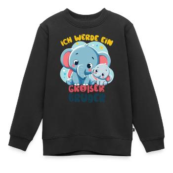 Annonce de la prochaine génération | Je vais être un grand frère en 2025 - Sweat Premium enfant bio - noir - Devant - AI Model Kid Female (0cm)