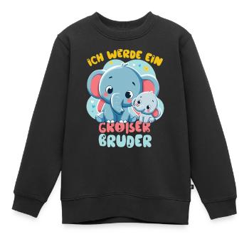 Annonce de la prochaine génération | Je vais être un grand frère en 2025 - Sweat Premium enfant bio - noir - Devant - AI Model Kid Female (0cm)