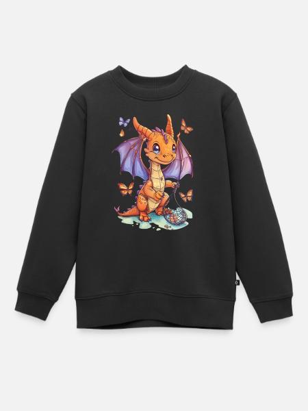 Drache Schmetterlinge Kawaii Drache Kinder - Kinder Premium Organic Sweatshirt - Schwarz