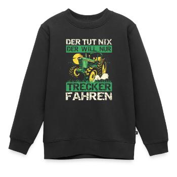 Il ne fait rien, il veut juste conduire un tracteur. - Sweat Premium enfant bio - noir - Devant - AI Model Kid Female (0cm)