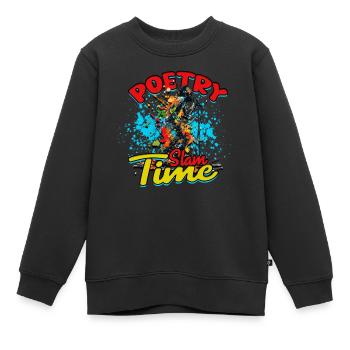 Poésie Slam Poésie Poésie Slam Poésie Slam Poésie - Sweat Premium enfant bio - noir - Devant - AI Model Kid Female (0cm)