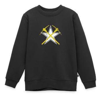 Étoile avec pic minier - Sweat Premium enfant bio - noir - Devant - AI Model Kid Female (0cm)