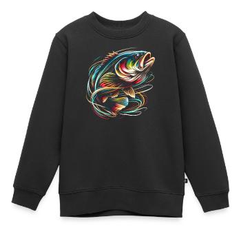 Poisson bar - Sweat Premium enfant bio - noir - Devant - AI Model Kid Female (0cm)