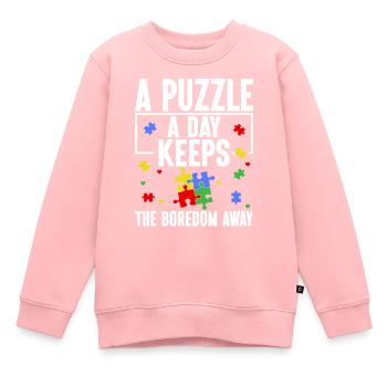 Jigsaw Puzzle Piece Puzzle Lover - Kids Premium Organic Sweatshirt - rose - Front - AI Model Kid Female (0cm)
