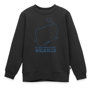 Wo geht's denn hier nach Walhalla - Wal - Spruch - Kinder Premium Organic Sweatshirt - Schwarz - Vorne - AI Model Kid Female (0cm)