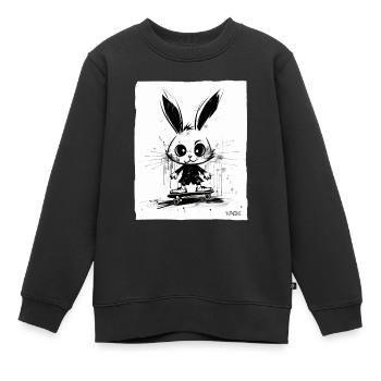 Skater-Hase: Skateboard fahren - Kinder Premium Organic Sweatshirt - Schwarz - Vorne - AI Model Kid Female (0cm)