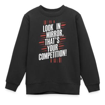 Miroir Miroir Message de motivation - Sweat Premium enfant bio - noir - Devant - AI Model Kid Female (0cm)