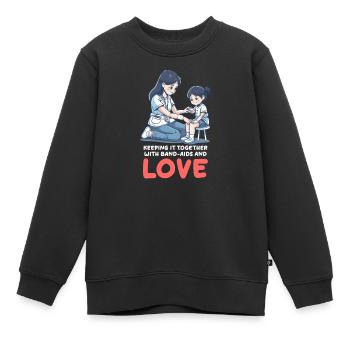 Krankenschwester Mama hält Pflaster und Liebe zusammen - Kinder Premium Organic Sweatshirt - Schwarz - Vorne - AI Model Kid Female (0cm)