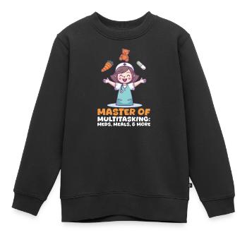 Krankenschwester Mama Medikamente, Mahlzeiten & mehr - Kinder Premium Organic Sweatshirt - Schwarz - Vorne - AI Model Kid Female (0cm)