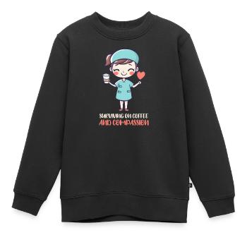 Krankenschwester Mutter überlebt mit Kaffee und Mitgefühl - Kinder Premium Organic Sweatshirt - Schwarz - Vorne - AI Model Kid Female (0cm)