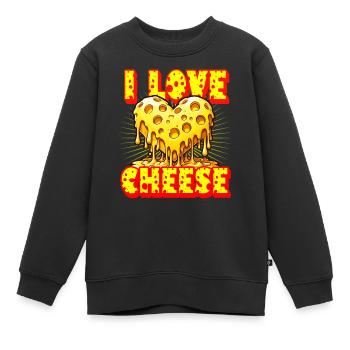 J’adore le fromage - Sweat Premium enfant bio - noir - Devant - AI Model Kid Female (0cm)