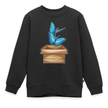 Schmetterling Karton - Kinder Premium Organic Sweatshirt - Schwarz - Vorne - AI Model Kid Female (0cm)