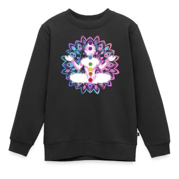 Chakra-Heilung Zen-Praktizierender - Kinder Premium Organic Sweatshirt - Schwarz - Vorne - AI Model Kid Female (0cm)