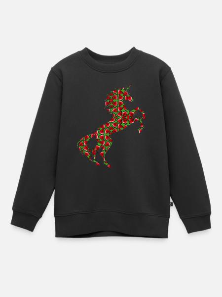 Wassermelone Einhorn TShirt Tropische Pflanze Magisch - Kinder Premium Organic Sweatshirt - Schwarz