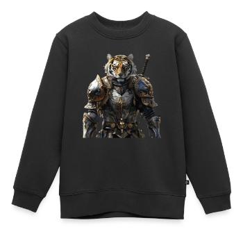 Tiger Knight Moyen Âge - Sweat Premium enfant bio - noir - Devant - AI Model Kid Female (0cm)