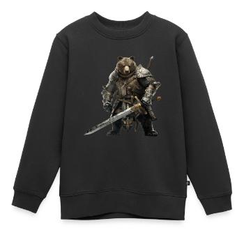 Grizzly Bär Ritter Mittelalter - Kinder Premium Organic Sweatshirt - Schwarz - Vorne - AI Model Kid Female (0cm)