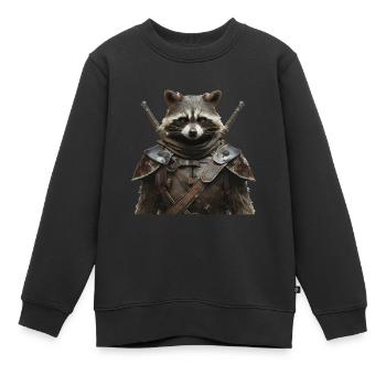 Waschbär Ritter Mittelalter - Kinder Premium Organic Sweatshirt - Schwarz - Vorne - AI Model Kid Female (0cm)