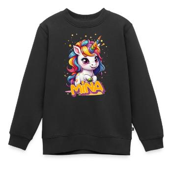 MINA - Schöner Mädchen Name mit süßem Einhorn - Kinder Premium Organic Sweatshirt - Schwarz - Vorne - AI Model Kid Female (0cm)