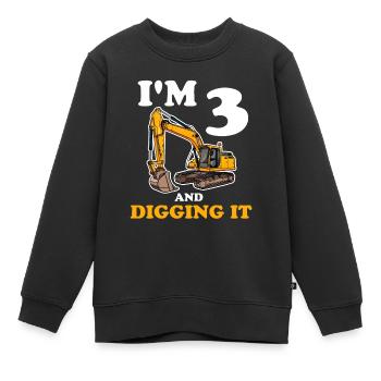 3. Geburtstag, 3 Jahre Alt, Junge, Bagger - Kinder Premium Organic Sweatshirt - Schwarz - Vorne - AI Model Kid Female (0cm)
