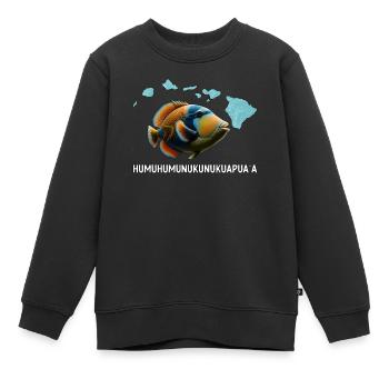 Humuhumunukunukuapua’a Pousseur de récif hawaïen - Sweat Premium enfant bio - noir - Devant - AI Model Kid Female (0cm)