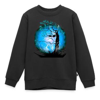 Baum Natur Hirsche Hirsch Waldtiere Wild Rehbock - Kinder Premium Organic Sweatshirt - Schwarz - Vorne - AI Model Kid Female (0cm)