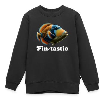 Baliste de récif hawaïen Humuhumunukunukuapua’a - Sweat Premium enfant bio - noir - Devant - AI Model Kid Female (0cm)