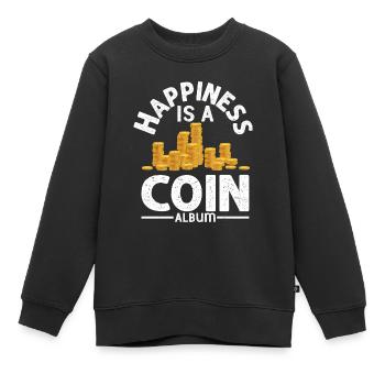 Coin Album contentment : Fierté du numismate - Sweat Premium enfant bio - noir - Devant - AI Model Kid Female (0cm)