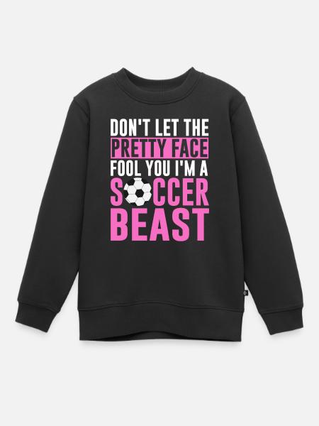Voetbal, Meisje, Tiener, Voetbalminnaar, Speler - Kinder Premium sweater biologisch - zwart