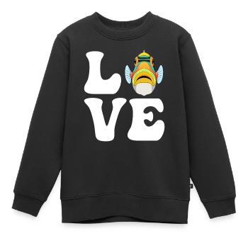 Humuhumunukunukuapua’a Pousseur de récif hawaïen - Sweat Premium enfant bio - noir - Devant - AI Model Kid Female (0cm)
