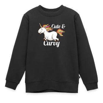 Niedliches und kurviges Einhorn-T-Shirt - Lustiges molliges Mädchen - Kinder Premium Organic Sweatshirt - Schwarz - Vorne - AI Model Kid Female (0cm)