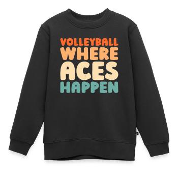 Volley-ball Volley-ball - Sweat Premium enfant bio - noir - Devant - AI Model Kid Female (0cm)