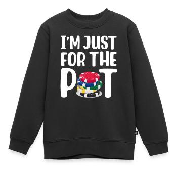 Ich bin nur wegen des Potts hier - Kinder Premium Organic Sweatshirt - Schwarz - Vorne - AI Model Kid Female (0cm)