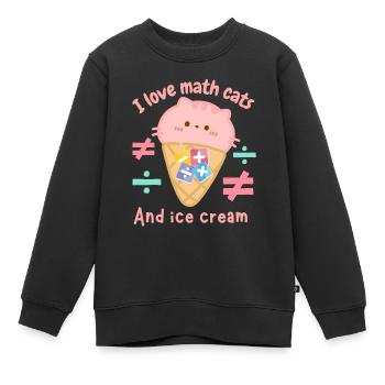 J’adore les chats mathématiques et les glaces - Sweat Premium enfant bio - noir - Devant - AI Model Kid Female (0cm)