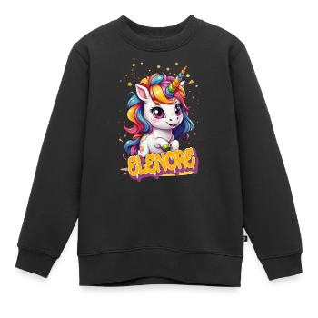 ELENORE - Beautiful girl name with cute unicorn - Kids Premium Organic Sweatshirt - black - Front - AI Model Kid Female (0cm)